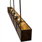 Meyda Lighting Giradeau 72" 9-Light LED Textured Black Wood Beam Island Pendant Light With Dark Walnut Wood Shade