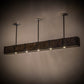 Meyda Lighting Giradeau 72" 9-Light LED Textured Black Wood Beam Island Pendant Light With Dark Walnut Wood Shade