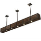 Meyda Lighting Giradeau 72" 9-Light LED Textured Black Wood Beam Island Pendant Light With Dark Walnut Wood Shade