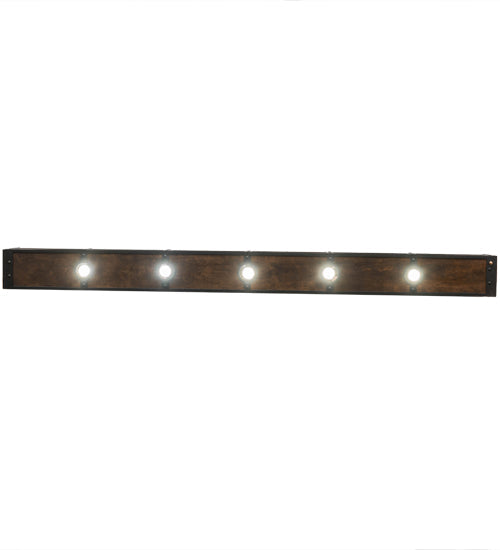 Meyda Lighting Giradeau 72" 9-Light LED Textured Black Wood Beam Island Pendant Light With Dark Walnut Wood Shade