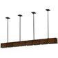 Meyda Lighting Giradeau 96" 7-Light Oil Rubbed Bronze Wood Beam Island Pendant Light With Walnut Stained Oakwood Shade