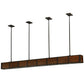 Meyda Lighting Giradeau 96" 7-Light Oil Rubbed Bronze Wood Beam Island Pendant Light With Walnut Stained Oakwood Shade