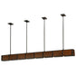 Meyda Lighting Giradeau 96" 7-Light Oil Rubbed Bronze Wood Beam Island Pendant Light With Walnut Stained Oakwood Shade
