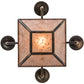 Meyda Lighting Gironde 16" 5-Light Light Burnished Antique Copper Pendant Light With Silver Mica Shade Glass