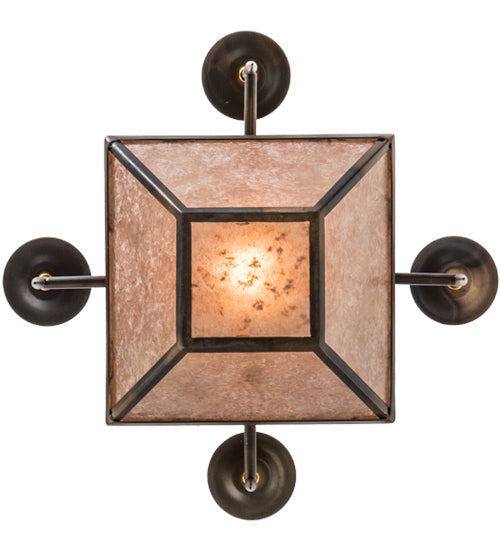 Meyda Lighting Gironde 16" 5-Light Light Burnished Antique Copper Pendant Light With Silver Mica Shade Glass