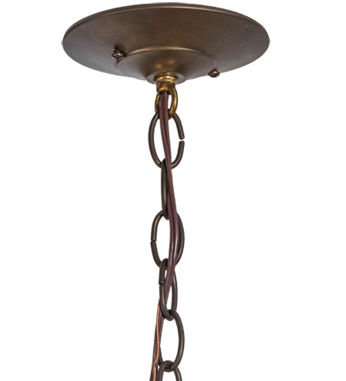 Meyda Lighting Gironde 16" 5-Light Light Burnished Antique Copper Pendant Light With Silver Mica Shade Glass