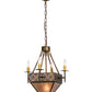 Meyda Lighting Gironde 16" 5-Light Light Burnished Antique Copper Pendant Light With Silver Mica Shade Glass