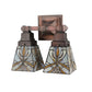 Meyda Lighting Glasgow Bungalow 12" 2-Light Mahogany Bronze Wall Sconce With Multi-Colored Shade Glass