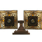 Meyda Lighting Glasgow Bungalow 12" 2-Light Mahogany Bronze Wall Sconce With Multi-Colored Shade Glass