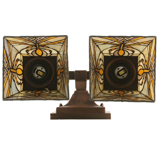 Meyda Lighting Glasgow Bungalow 12" 2-Light Mahogany Bronze Wall Sconce With Multi-Colored Shade Glass