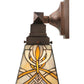 Meyda Lighting Glasgow Bungalow 12" 2-Light Mahogany Bronze Wall Sconce With Multi-Colored Shade Glass
