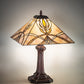 Meyda Lighting Glasgow Bungalow 18" Mahogany Bronze Table Lamp With Beige Stained Shade Glass