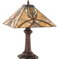 Meyda Lighting Glasgow Bungalow 18" Mahogany Bronze Table Lamp With Beige Stained Shade Glass