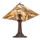 Meyda Lighting Glasgow Bungalow 18" Mahogany Bronze Table Lamp With Beige Stained Shade Glass