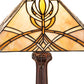 Meyda Lighting Glasgow Bungalow 18" Mahogany Bronze Table Lamp With Beige Stained Shade Glass