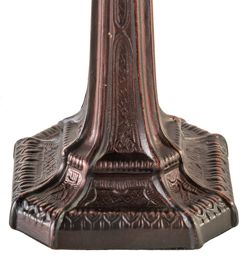 Meyda Lighting Glasgow Bungalow 18" Mahogany Bronze Table Lamp With Beige Stained Shade Glass