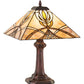 Meyda Lighting Glasgow Bungalow 18" Mahogany Bronze Table Lamp With Beige Stained Shade Glass