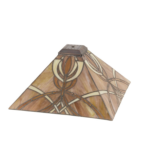 Meyda Lighting Glasgow Bungalow 18" Yellow and Beige Shade Glass