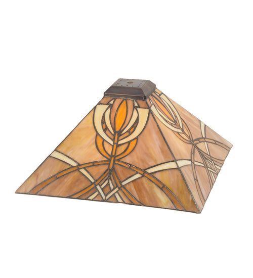 Meyda Lighting Glasgow Bungalow 18" Yellow and Beige Shade Glass