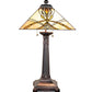 Meyda Lighting Glasgow Bungalow 24" 2-Light Mahogany Bronze Table Lamp With Yellow & Beige Shade Glass