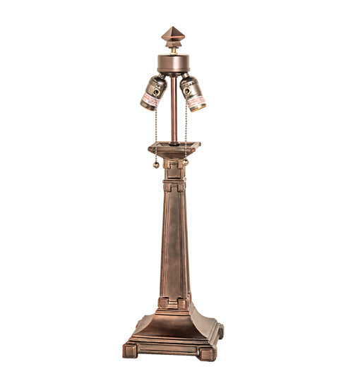 Meyda Lighting Glasgow Bungalow 24" 2-Light Mahogany Bronze Table Lamp With Yellow & Beige Shade Glass