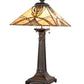 Meyda Lighting Glasgow Bungalow 24" 2-Light Mahogany Bronze Table Lamp With Yellow & Beige Shade Glass