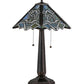 Meyda Lighting Glasgow Bungalow 25" 2-Light Mahogany Bronze Table Lamp With Multi-Colored Shade Glass