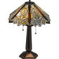 Meyda Lighting Glasgow Bungalow 25" 2-Light Mahogany Bronze Table Lamp With Multi-Colored Shade Glass