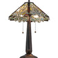 Meyda Lighting Glasgow Bungalow 25" 2-Light Mahogany Bronze Table Lamp With Multi-Colored Shade Glass