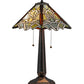 Meyda Lighting Glasgow Bungalow 25" 2-Light Mahogany Bronze Table Lamp With Multi-Colored Shade Glass