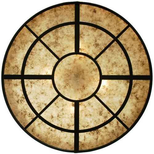 Meyda Lighting Glendale 25" 4-Light Timeless Bronze Mission Inverted Pendant Light With Silver Mica Shade Glass