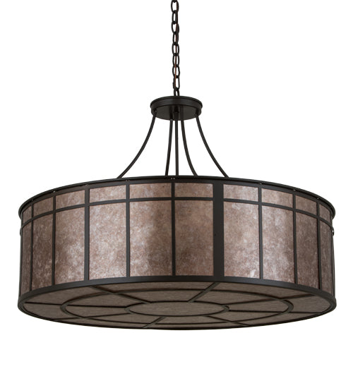 Meyda Lighting Glendale 36" 4-Light Timeless Bronze Mission Inverted Pendant Light With Silver Mica Shade Glass