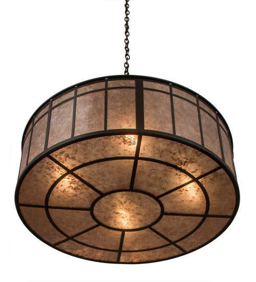 Meyda Lighting Glendale 36" 4-Light Timeless Bronze Mission Inverted Pendant Light With Silver Mica Shade Glass