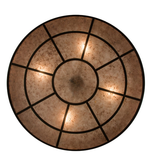 Meyda Lighting Glendale 36" 4-Light Timeless Bronze Mission Inverted Pendant Light With Silver Mica Shade Glass