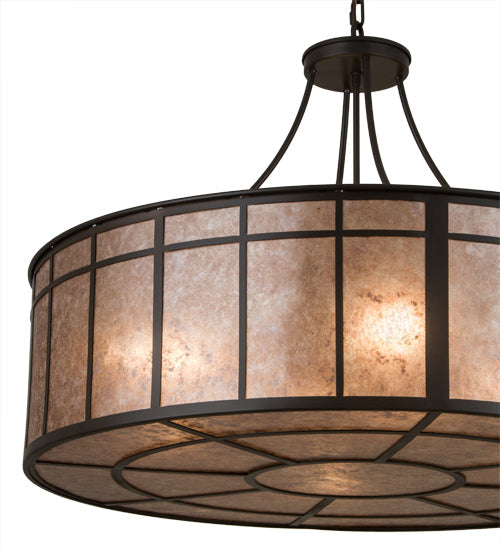 Meyda Lighting Glendale 36" 4-Light Timeless Bronze Mission Inverted Pendant Light With Silver Mica Shade Glass