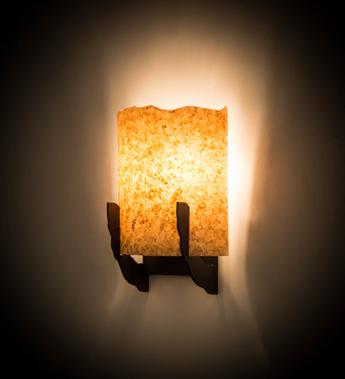 Meyda Lighting Gleras 8" 2-Light Oil Rubbed Bronze Wall Sconce With Beige Parchment Shade