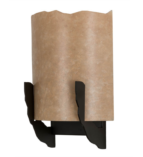 Meyda Lighting Gleras 8" 2-Light Oil Rubbed Bronze Wall Sconce With Beige Parchment Shade