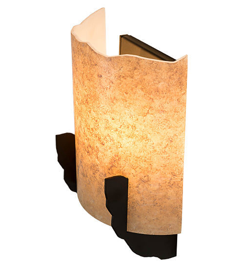 Meyda Lighting Gleras 8" 2-Light Oil Rubbed Bronze Wall Sconce With Beige Parchment Shade