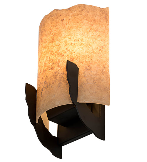 Meyda Lighting Gleras 8" 2-Light Oil Rubbed Bronze Wall Sconce With Beige Parchment Shade