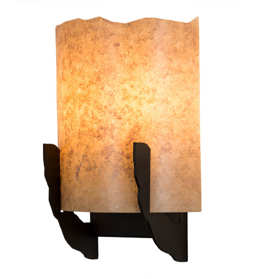 Meyda Lighting Gleras 8" 2-Light Oil Rubbed Bronze Wall Sconce With Beige Parchment Shade