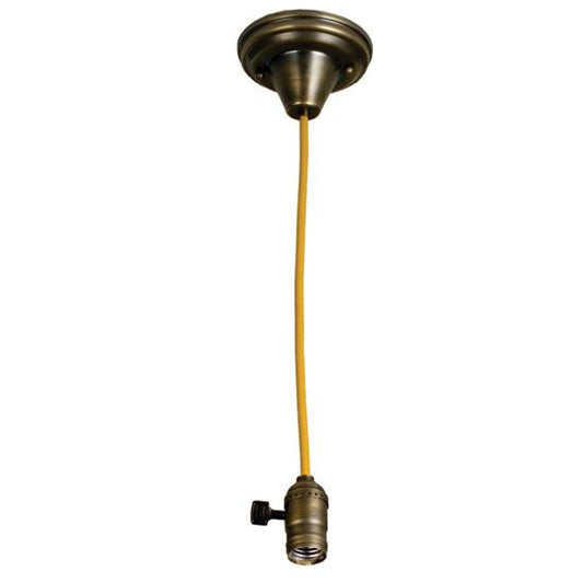 Meyda Lighting Gold Cloth Covered Paddle Socket Hanger Pendant Light With Antique Hardware