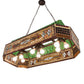 Meyda Lighting Gold Fringe 40" 9-Light Mahogany Bronze Island Pendant Light With Multi-Colored Stained Shade Glass