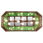 Meyda Lighting Gold Fringe 40" 9-Light Mahogany Bronze Island Pendant Light With Multi-Colored Stained Shade Glass