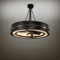 Meyda Lighting Golden Forge 44" 8-Light Black Satin Wrought Iron Chandelier With Silver Mica Shade Glass and Fan