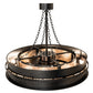 Meyda Lighting Golden Forge 44" 8-Light Black Satin Wrought Iron Chandelier With Silver Mica Shade Glass and Fan