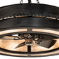 Meyda Lighting Golden Forge 44" 8-Light Black Satin Wrought Iron Chandelier With Silver Mica Shade Glass and Fan