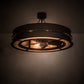 Meyda Lighting Golden Forge 44" 8-Light Dark Roast Chandelier With Silver Mica Shade Glass and Fan