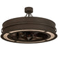 Meyda Lighting Golden Forge 44" 8-Light Dark Roast Chandelier With Silver Mica Shade Glass and Fan