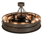 Meyda Lighting Golden Forge 44" 8-Light Dark Roast Chandelier With Silver Mica Shade Glass and Fan