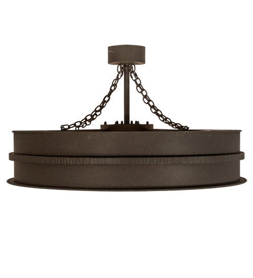 Meyda Lighting Golden Forge 44" 8-Light Dark Roast Chandelier With Silver Mica Shade Glass and Fan